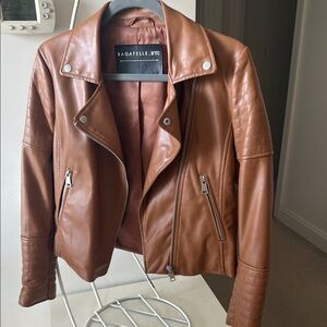 Bagatelle Women's Tan Leather Biker Jacket